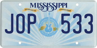 MS license plate JOP533