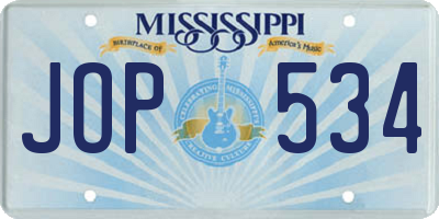 MS license plate JOP534