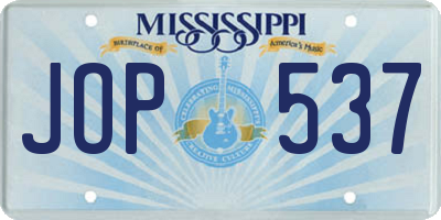 MS license plate JOP537