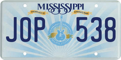 MS license plate JOP538