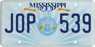 MS license plate JOP539