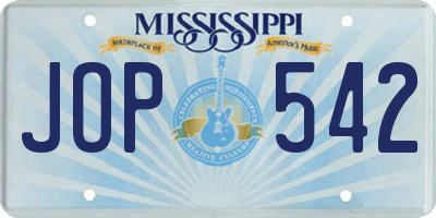MS license plate JOP542