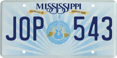 MS license plate JOP543