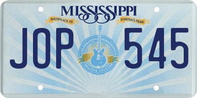 MS license plate JOP545