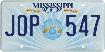 MS license plate JOP547