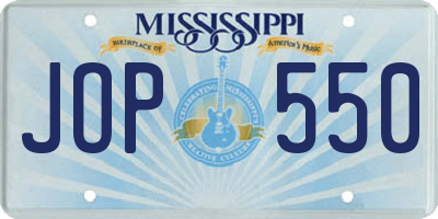 MS license plate JOP550