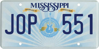 MS license plate JOP551