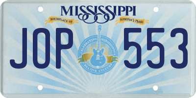 MS license plate JOP553