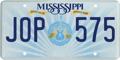MS license plate JOP575
