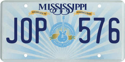 MS license plate JOP576