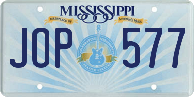 MS license plate JOP577