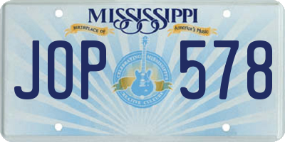 MS license plate JOP578