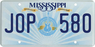 MS license plate JOP580