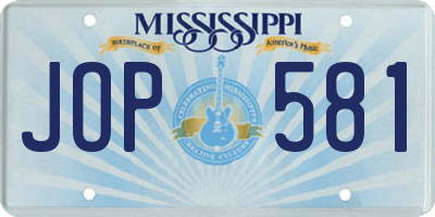MS license plate JOP581