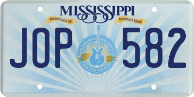 MS license plate JOP582