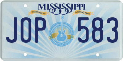 MS license plate JOP583