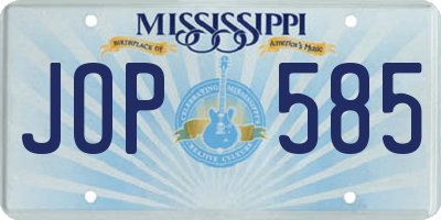 MS license plate JOP585