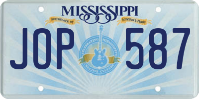 MS license plate JOP587