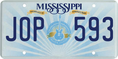 MS license plate JOP593