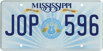 MS license plate JOP596