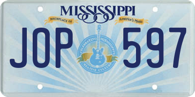 MS license plate JOP597