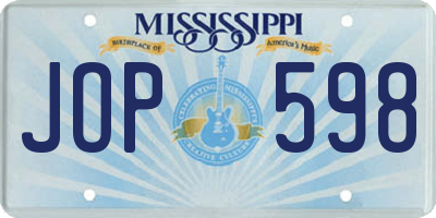 MS license plate JOP598