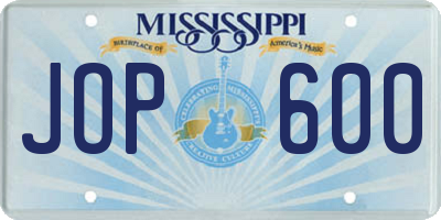 MS license plate JOP600