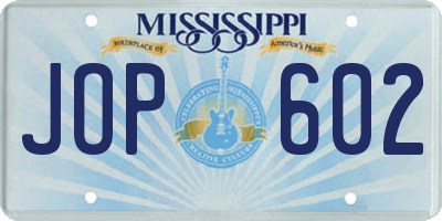 MS license plate JOP602