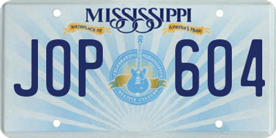 MS license plate JOP604