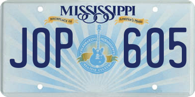 MS license plate JOP605