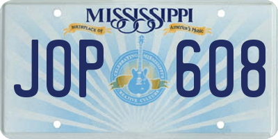 MS license plate JOP608