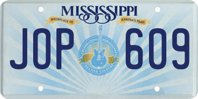 MS license plate JOP609