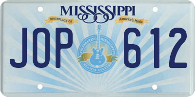 MS license plate JOP612