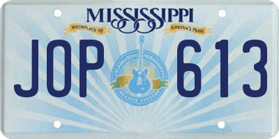 MS license plate JOP613