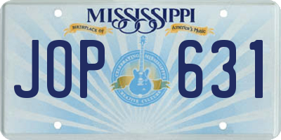 MS license plate JOP631