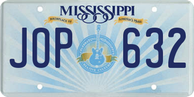 MS license plate JOP632