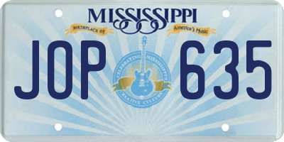 MS license plate JOP635
