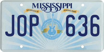 MS license plate JOP636