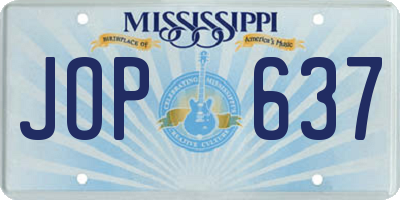 MS license plate JOP637