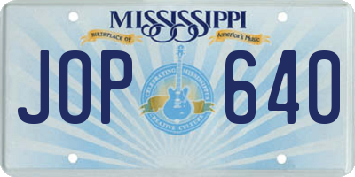 MS license plate JOP640