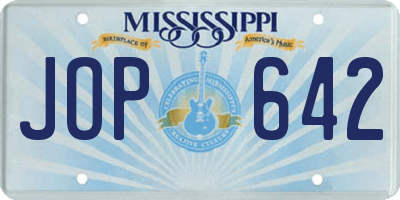 MS license plate JOP642