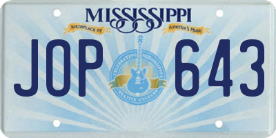 MS license plate JOP643