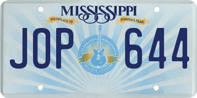MS license plate JOP644