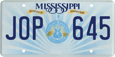 MS license plate JOP645