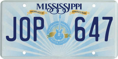 MS license plate JOP647