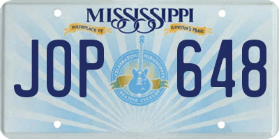 MS license plate JOP648