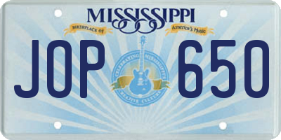 MS license plate JOP650