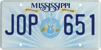 MS license plate JOP651