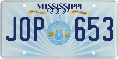 MS license plate JOP653