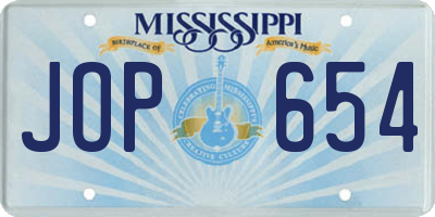 MS license plate JOP654